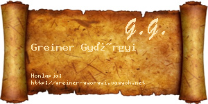 Greiner Györgyi névjegykártya